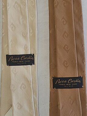 Pair of Vintage Pierre Cardin Ties Cream & Brown